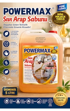 Powermax Arap Sabunu 5 Litre Çok Amaçlı Doğal Temizlik Ürünü Tekli Powermax Arap Sabunu 5 Litre Çok Amaçlı Doğal Temizlik Ürünü Tekli
