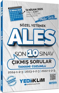 Yediiklim Ales Master Serisi Sözel Yetenek Tamamı Çözümlü Son 10 Sınav Çıkmış Sorular