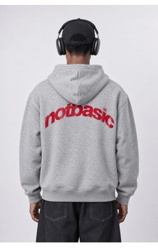 Respire Erkek Notbasic Baskılı Oversize Hoodie Gri Melanj Respire Erkek Notbasic Baskılı Oversize Hoodie Gri Melanj
