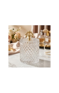 İnci Desen Gold Metal Kulplu Tekli Kapaklı Büyük Boy Cam Kavanoz - 1500 Ml. Beyaz İnci Desen Gold Metal Kulplu Tekli Kapaklı Büyük Boy Cam Kavanoz - 1500 Ml. Beyaz