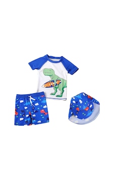 Petityu Upf50+ Mavi Beyaz Surf's Up Surfer Dino Dinazor 3'lu Set Mayo Beyaz - Mavi Petityu Upf50+ Mavi Beyaz Surf's Up Surfer Dino Dinazor 3'lu Set Mayo Beyaz - Mavi