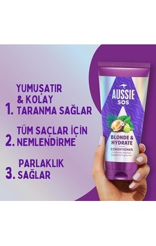 Aussie Sos Blonde & Hydrate Açık Renk Boyalı, Röfleli Ve Gri Saçlar İçin Saç Kremi 350ml Aussie Sos Blonde & Hydrate Açık Renk Boyalı, Röfleli Ve Gri Saçlar İçin Saç Kremi 350ml