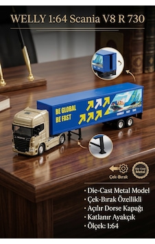 Welly 1:64 Scania V8 R 730 Metal Çek Bırak Oyuncak Tır Transporter Lisanslı Welly 1:64 Scania V8 R 730 Metal Çek Bırak Oyuncak Tır Transporter Lisanslı