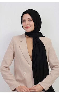 Manolyaşal İslamic Hijab Tesettür Penye Şal - 70 X 180 / Siyah Siyah