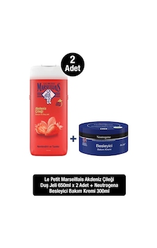 Le Petit Marseillais Duş Jeli Akdeniz Çileği 650 Ml X 2 + Neutrogena Besleyici Bakım Kremi 300 Ml Çilek