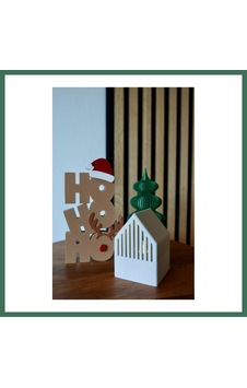 En-cag Ho Ho Ho Yazılı Noel Baba Şapkalı Ren Geyikli Dekoratif Yılbaşı Kelime Süsü Bss Standart En-cag Ho Ho Ho Yazılı Noel Baba Şapkalı Ren Geyikli Dekoratif Yılbaşı Kelime Süsü Bss Standart