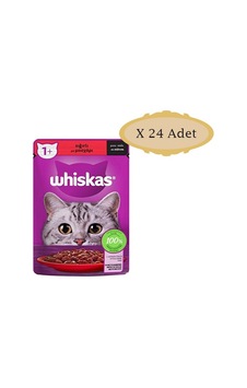 Whiskas Pouch Sığır Etli Yetişkin Kedi Mama 24 x 85 G