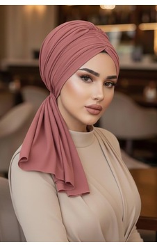 Aişe Tesettür Koyu Pudra Tokalı Abiye Bone Şal / Hazır Duvak Aişe Tesettür Koyu Pudra Tokalı Abiye Bone Şal / Hazır Duvak