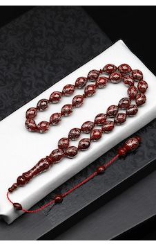 925 Ayar Gümüş İşlemeli Kuka Ağacı Tesbih 10 X 13 Mm Arpa Kesim - T-1873 925 Ayar Gümüş İşlemeli Kuka Ağacı Tesbih 10 X 13 Mm Arpa Kesim - T-1873