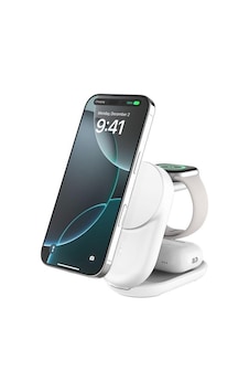 Belkin Wız037kqwh 3-in-1 Katlanabilir Manyetik Qi2 25w Kablosuz Şarj Standı - Beyaz