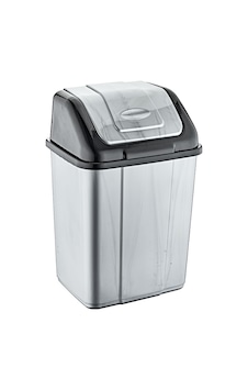 Plastik Mini Sallanır Kapak Klink İtmeli Çöp Kutusu Kovası / 5 Lt. / No : 1 / 14 x 19 x 27 Cm. Gri