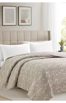 Sakura Elyaf Dolgulu Çift Taraflı Çift Kişilik 200x220 Cm Kırlentsiz Tek Pike Bej Bej