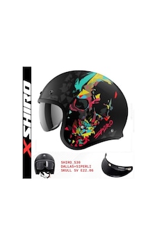 Shiro Jc Dallas Skull Açık Kask Siyah Shiro Jc Dallas Skull Açık Kask Siyah