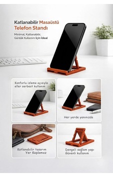Katlanabilir Masaüstü Telefon Ve Tablet Standı Kahverengi