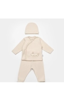 Bibaby Zıbın Takımı 3lü Canvas Flowers Boy Baby Latte Bej Bibaby Zıbın Takımı 3lü Canvas Flowers Boy Baby Latte Bej