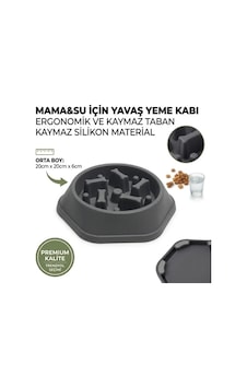 Kedi Köpek Yavaş Besleyici Mama Kabı - Anti-boğulma & Sağlıklı Beslenme - Gri Kedi Köpek Yavaş Besleyici Mama Kabı - Anti-boğulma & Sağlıklı Beslenme - Gri