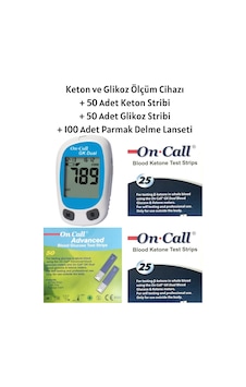 On Call Keton ve Şeker Ölçüm Cihazı + 50 Keton Strip + 50 Şeker Strip