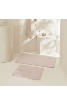 Karaca Home Ekose Embos 2'li Banyo Paspası Pudra