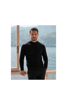 Onno Yarım Balıkçı Yaka Çelik Örgü Erkek Kazak Siyah Onno Yarım Balıkçı Yaka Çelik Örgü Erkek Kazak Siyah