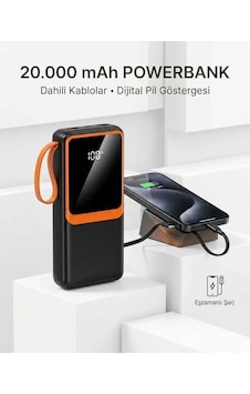 Dahili Çoklu Kablolu 20000 Mah Powerbank Dijital Pil Göstergeli Telefon Şarj Cihazı Çok Renkli Dahili Çoklu Kablolu 20000 Mah Powerbank Dijital Pil Göstergeli Telefon Şarj Cihazı Çok Renkli