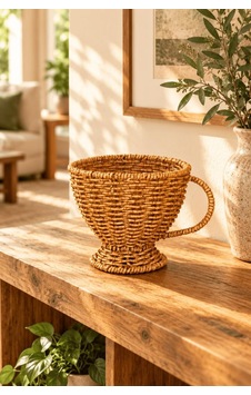 Atbyhome Doğal Hasır Rattan Kupa Formunda Ayaklı Sepet 15x13 Cm - Kulplu Masa Üstü Ekmeklik Ve Meyvelik Kahverengi Atbyhome Doğal Hasır Rattan Kupa Formunda Ayaklı Sepet 15x13 Cm - Kulplu Masa Üstü Ekmeklik Ve Meyvelik Kahverengi