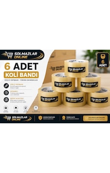 Solmazlar Online 6 Adet Koli Bandı Güçlü Yapışkanlı Şeffaf Paketleme Ve Kargo Bandı Diğer