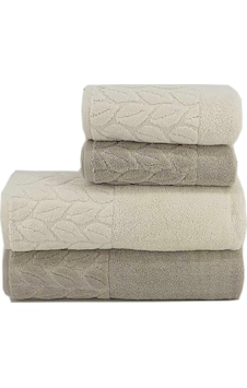 Romans Hazal 4Lü Banyo Havlu Takımı Krem/Kahve Romans Hazal 4Lü Banyo Havlu Takımı Krem/Kahve