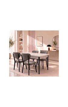 Ada Serisi, 80x132 Açılabilir Mdf Mutfak Masası Takımı 4 Adet Sandalyeada0901byzm04a Beyaz Ada Serisi, 80x132 Açılabilir Mdf Mutfak Masası Takımı 4 Adet Sandalyeada0901byzm04a Beyaz