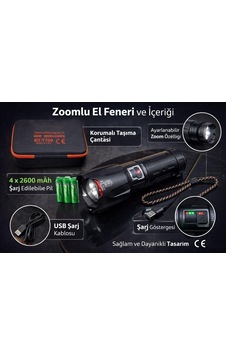 Büro Ev Ofis Hediyesi İçin Şarjlı 6000lm 60w 2km Menzil10400mah Powerbank Fener Gri Büro Ev Ofis Hediyesi İçin Şarjlı 6000lm 60w 2km Menzil10400mah Powerbank Fener Gri