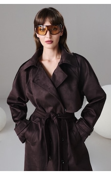 Hatemoğlu Kahverengi Dinamik Fit Bebe Yaka Yünlü Oversize Pardösü Hatemoğlu Kahverengi Dinamik Fit Bebe Yaka Yünlü Oversize Pardösü