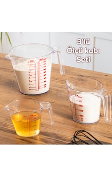 Porsima 3lü Şeffaf Plastik Ölçek Kabı - Beher Mutfak Ölçü Kabı 250ml-500ml-1000ml Porsima 3lü Şeffaf Plastik Ölçek Kabı - Beher Mutfak Ölçü Kabı 250ml-500ml-1000ml