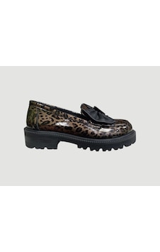 Albini 26102209 Kadın Deri Loafer Ayakkabı Leopar Rugan Çok Renkli