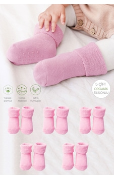Color Socks 5 Çift Organik Pembe Kız Bebek Çorabı Extra Soft Pembe