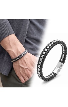 Premium Parlak Ve Şık Beyaz Siyah Biyeli Deri Örgü Ve 316l Çelik Zincir Bileklik 31834b25d3 21 Cm Siyah - Gümüş Premium Parlak Ve Şık Beyaz Siyah Biyeli Deri Örgü Ve 316l Çelik Zincir Bileklik 31834b25d3 21 Cm Siyah - Gümüş