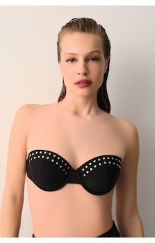 Suwen Spark Aksesuar Detaylı Straplez Bikini Üst Sb26144012012 Siyah