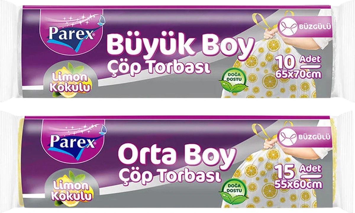 Büzgülü Çöp Torbası Limon Kokulu Büyük Ve Orta Boy 2'li Paket Büzgülü Çöp Torbası Limon Kokulu Büyük Ve Orta Boy 2'li Paket