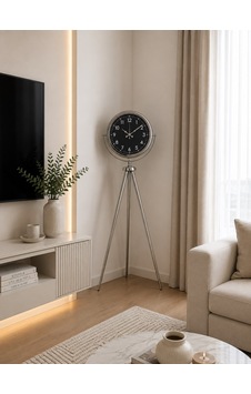Büro Ev Ofis Dekoru İçin 150x45cm Krom Metal Royal Tripod Ayaklı Saat Diğer Büro Ev Ofis Dekoru İçin 150x45cm Krom Metal Royal Tripod Ayaklı Saat Diğer