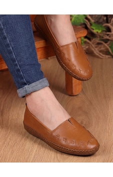 Beren Hakiki Deri Taba Kadın Babet Ortopedik Taban Düz Motifli Slip-on Comfort Ayakkabı Beren Hakiki Deri Taba Kadın Babet Ortopedik Taban Düz Motifli Slip-on Comfort Ayakkabı