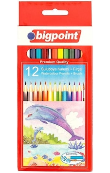 Bigpoint Aquarelle Boya Kalemi 12 Renk Fırçalı Bigpoint Aquarelle Boya Kalemi 12 Renk Fırçalı