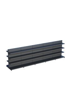 Çift Yönlü Market Orta Reyon Rafı 4 Katlı Antrasit, 5 Ünite W450 H140 D30/40 Cm Siyah