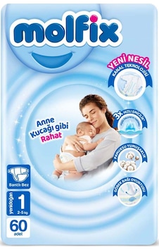 Molfix Avantajlı Paket 1 Beden Yenidoğan 2-5 Kg 60'lı 1 Numara Molfix Avantajlı Paket 1 Beden Yenidoğan 2-5 Kg 60'lı 1 Numara