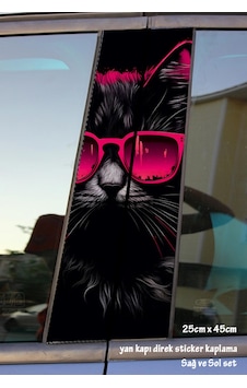 Gözlüklü Kedi Sticker Yan Kapı Direk Kaplama 2li Sol Sağ Takım Yapıştırma Gözlüklü Kedi Sticker Yan Kapı Direk Kaplama 2li Sol Sağ Takım Yapıştırma