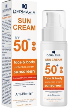 DermaVia SPF+50 Yüz ve Vücut Koruma Güneş Kremi Leke Karşıtı 100 ML DermaVia SPF+50 Yüz ve Vücut Koruma Güneş Kremi Leke Karşıtı 100 ML