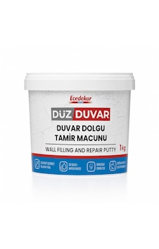 Ecedekor Düz Duvar Dolgu Ve Tamir Macunu 1 Kg - Su Bazlı, Solvent İçermez, Kokusuz