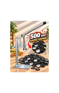 Gazzel Şişe Kapatma Aleti Gazoz Soda Şişesi Taç Kapak Makinası + 500 Adet Gazoz Kapağı Açık Gri Gazzel Şişe Kapatma Aleti Gazoz Soda Şişesi Taç Kapak Makinası + 500 Adet Gazoz Kapağı Açık Gri
