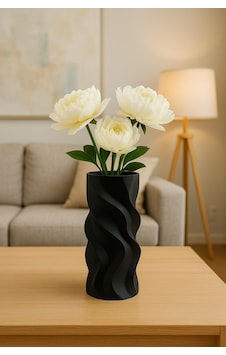 Siyah Modern Dalgalı Vazo Masa Üstü Dekor Salon, Ofis Ve Oturma Odası İçin Şık Aksesuar Siyah Modern Dalgalı Vazo Masa Üstü Dekor Salon, Ofis Ve Oturma Odası İçin Şık Aksesuar