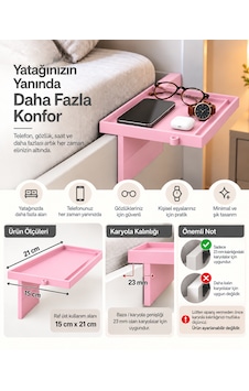 Yatak Yanı Pratik Raf Pembe Yatak Yanı Pratik Raf Pembe
