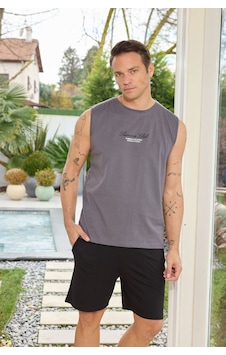 Relax Mode Erkek Gri Sıfır Kol Şortlu Pijama Takımı - 6180-3r Relax Mode Erkek Gri Sıfır Kol Şortlu Pijama Takımı - 6180-3r