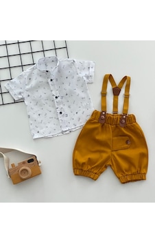 Murat Baby Yalmanlıbebe Neşeli Bebeklerimize Gözlük Desen Hakim Yaka Pantolon Askılı Kısa (548622962) Beyaz - Sarı Murat Baby Yalmanlıbebe Neşeli Bebeklerimize Gözlük Desen Hakim Yaka Pantolon Askılı Kısa (548622962) Beyaz - Sarı