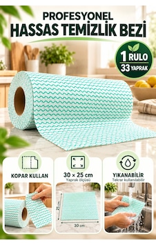 Technow Softtex 33 Yaprak Kopar Kullan Yeşil Rulo Hassas Temizlik Bezi 27x30cm Technow Softtex 33 Yaprak Kopar Kullan Yeşil Rulo Hassas Temizlik Bezi 27x30cm